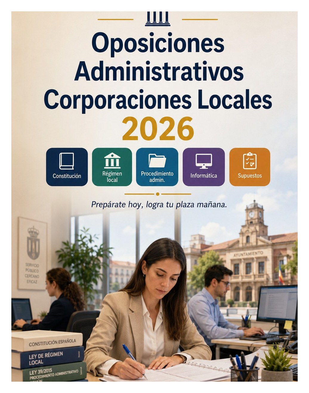 Oposiciones Administrativos Corporaciones Locales 2026 Oposiciones Administrativos Corporaciones Locales 2026 — Constitución, régimen local, procedimiento administrativo, informática, atención ciudadana, test y supuestos prácticos