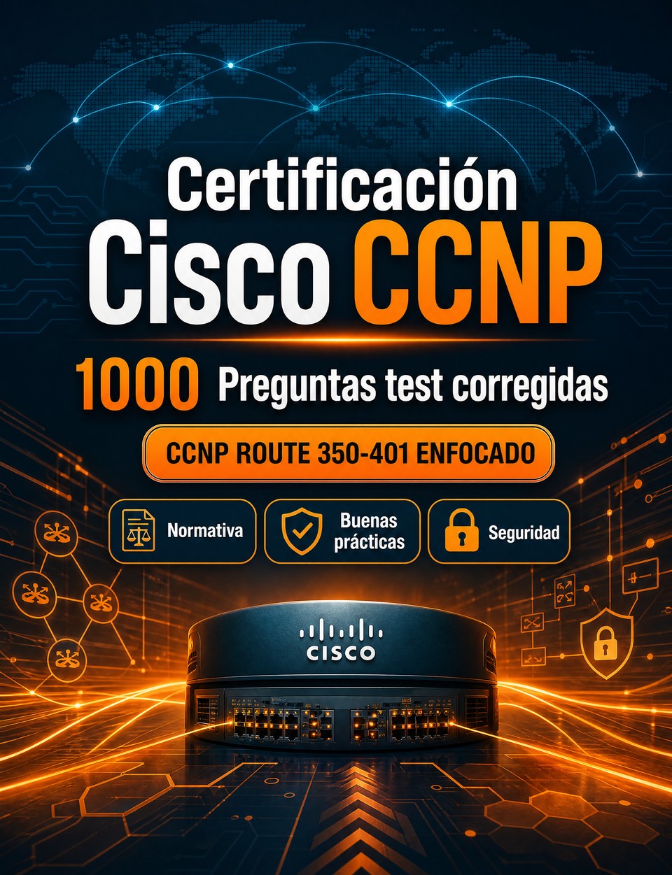 Certificación Cisco CCNP 2026-2027 : 1000 Preguntas test corregidas — Preparación certificación: test Normativa, Buenas prácticas, Seguridad, Simulación test, Repaso específico  con preguntas comentadas