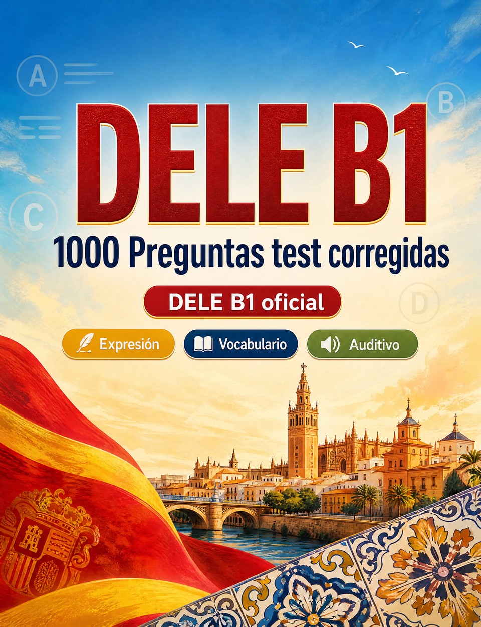 DELE B1 2026-2027 : 1000 Preguntas test corregidas — Preparación examen español: Vocabulario, Escritura, Ortografía, Formato de examen, Simulacros y repaso escrito para aprobar el certificado de idioma
