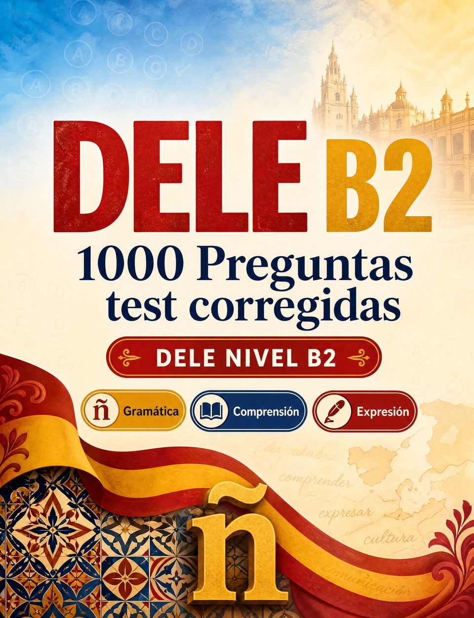 DELE B2 2026-2027 : 1000 Preguntas test corregidas — Preparación examen español: Gramática, Comprensión lectora, Vocabulario, Escritura, Ortografía y repaso escrito para aprobar el certificado de idioma
