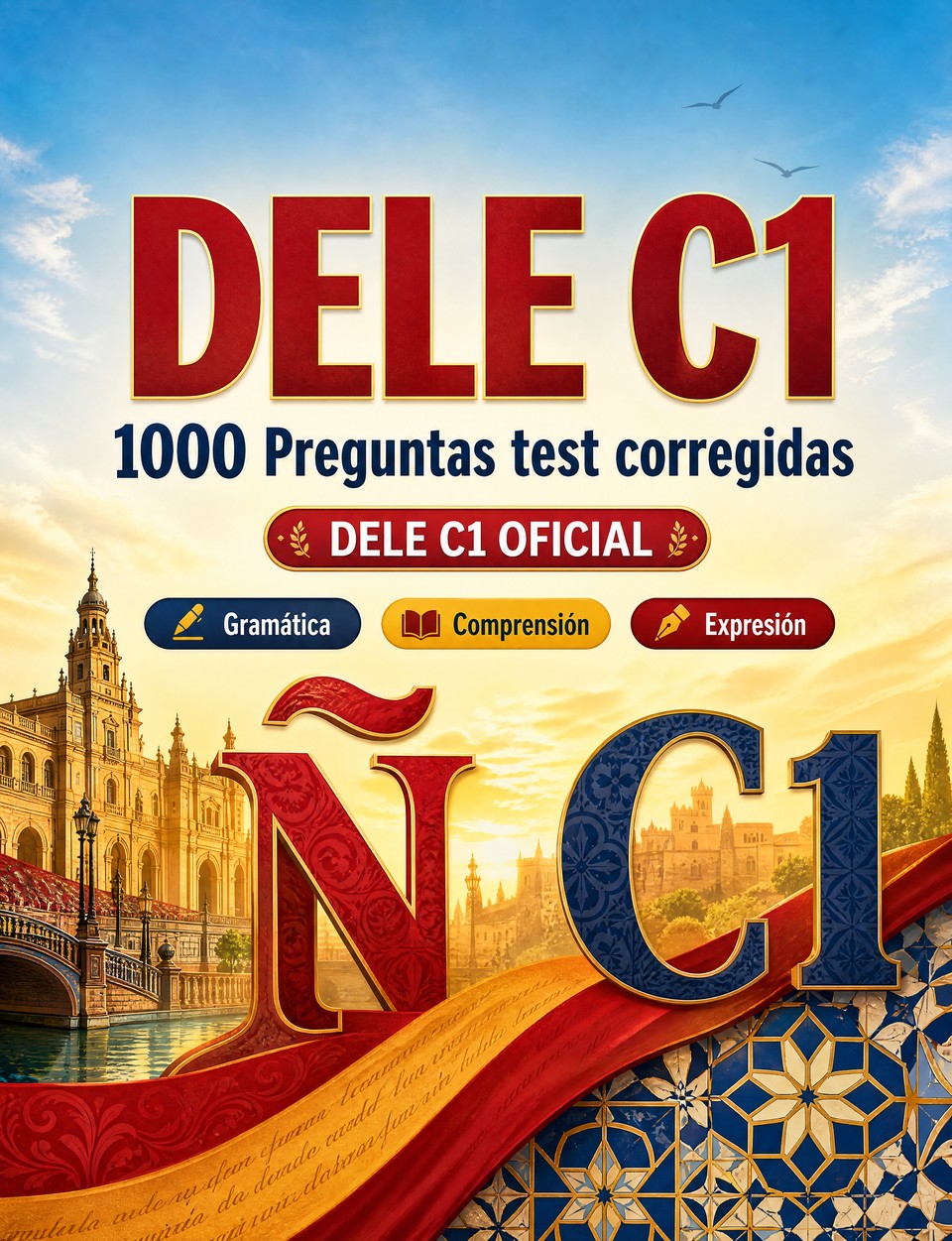 DELE C1 2026-2027 : 1000 Preguntas test corregidas — Preparación examen español: Gramática, Comprensión lectora, Vocabulario, Escritura, Ortografía y repaso escrito para aprobar el certificado de idioma