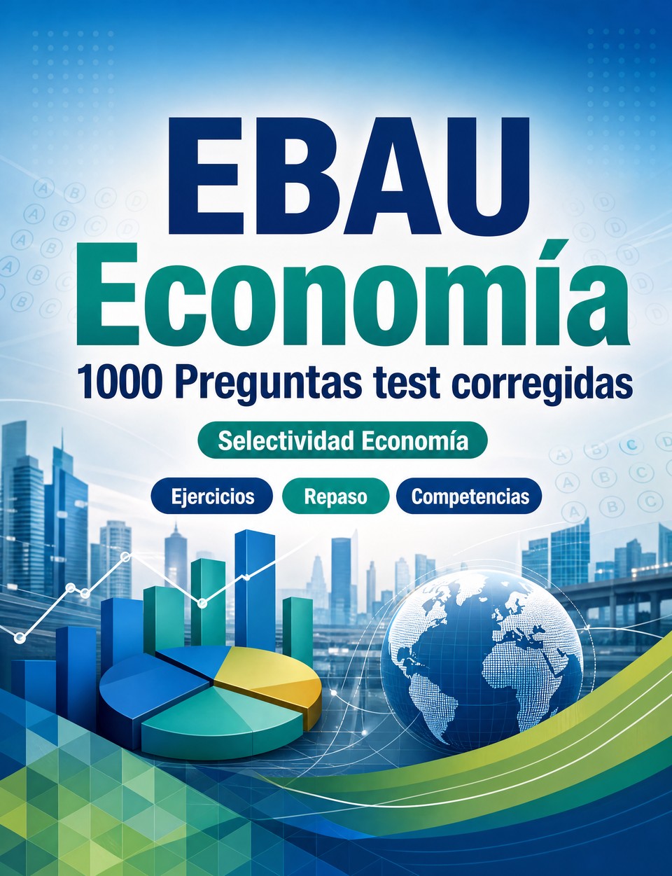 EBAU Economía 2026-2027 : 1000 Preguntas test corregidas — Preparación examen: test Ejercicios, Repaso, Competencias, Casos prácticos, Simulacros  y simulación de pruebas para aprobar