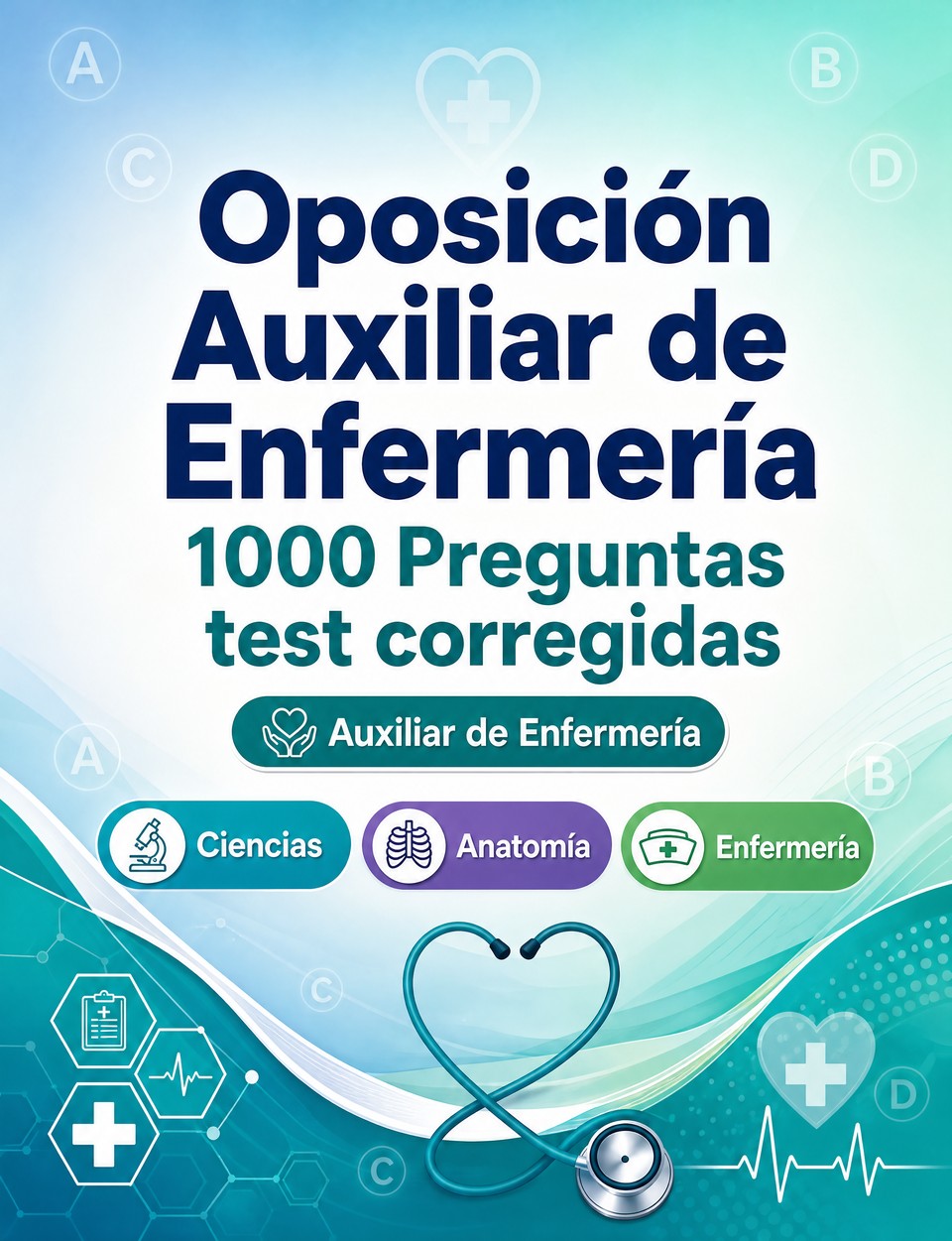 Oposición Auxiliar de Enfermería 2026-2027 : 1000 Preguntas test corregidas — Preparación oposición: test Ciencias, Anatomía, Enfermería, Psicología, Farmacología  y simulación de pruebas para aprobar